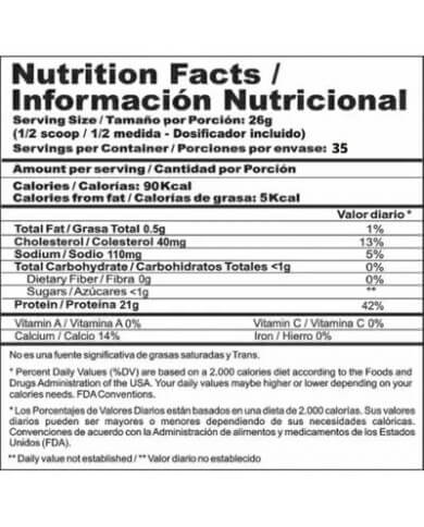 Bi pro tabla nutricional Bi pro tabla nutricional