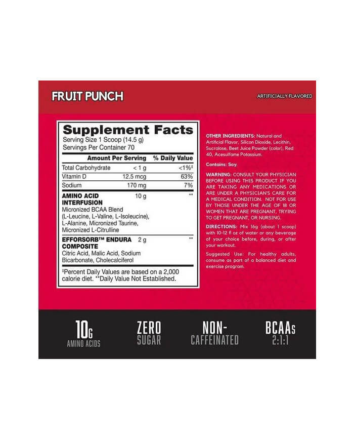 Amino X tabla nutricional