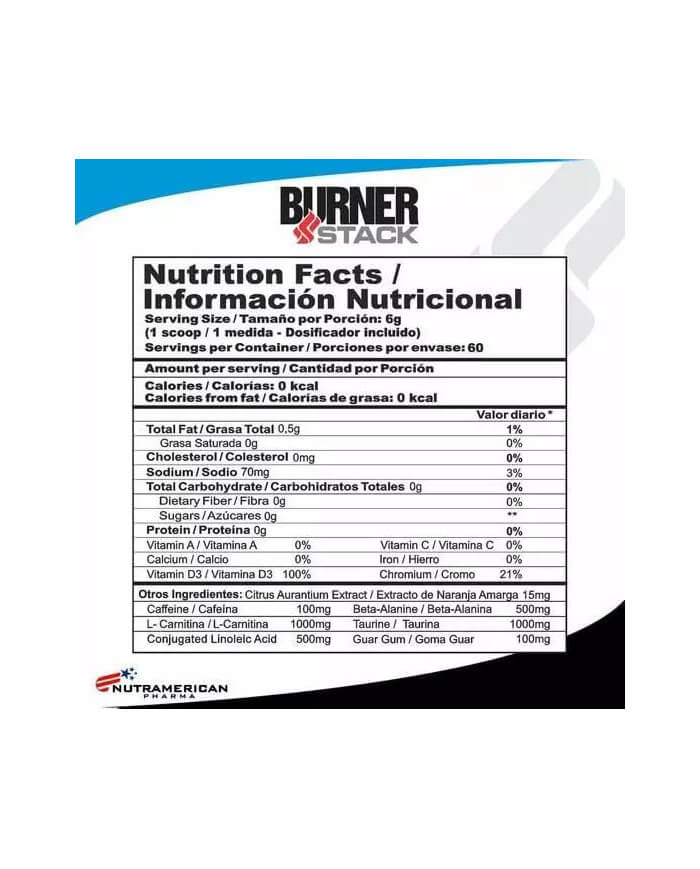 Burner stack quemador de grasa Envío GRATIS Nutramerican pharma