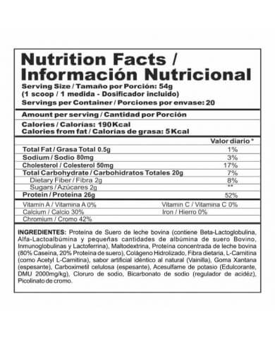 Bi pro lite tabla nutricional Bi pro lite tabla nutricional