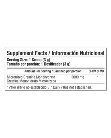 Creatina healthy sports tabla nutricional
