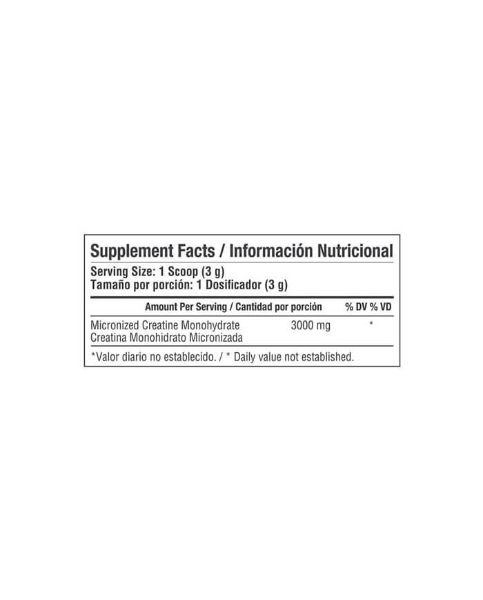 Creatina healthy sports tabla nutricional