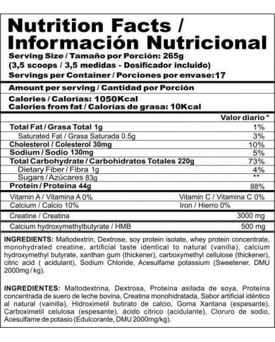 Megaplex creatine power tabla nutricional Megaplex creatine power tabla nutricional