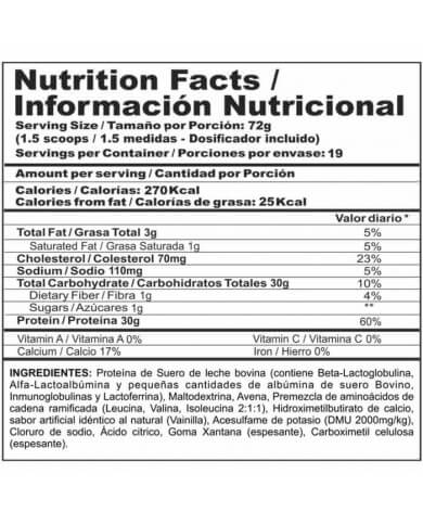 Bi pro mass tabla nutricional Bi pro mass tabla nutricional